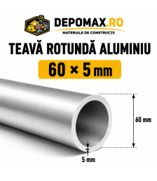 Teava rotunda aluminiu 60 x 5 mm, 6 metri (6060)